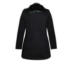 Evans Faux Fur Collar Coat For Female -Cheap Evans Clothing Store unnamed file 40