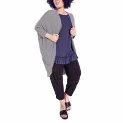 Evans Stripe Throw Over Cardigan For Female