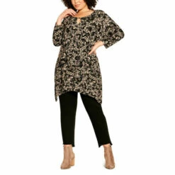 Evans Keyhole Swing Tunic Top For Female