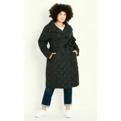 Evans Diamond Belted Coat For Female -Cheap Evans Clothing Store unnamed file 483