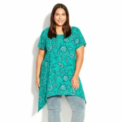 Evans Hanky Hem Print Tunic Top For Female -Cheap Evans Clothing Store unnamed file 529
