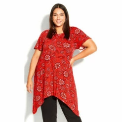 Evans Hanky Hem Print Tunic Top For Female -Cheap Evans Clothing Store unnamed file 530