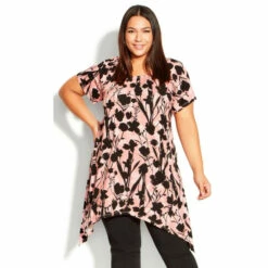 Evans Hanky Hem Print Tunic Top For Female -Cheap Evans Clothing Store unnamed file 531
