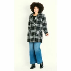 Evans Check Double Breasted Coat For Female -Cheap Evans Clothing Store unnamed file 557