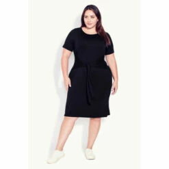 Evans Tie Front Plain Dress For Female