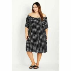 Evans Spot Bardot Dress For Female
