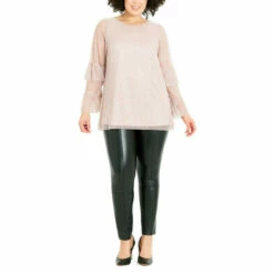 Evans Plisse Frill Sleeve Top For Female -Cheap Evans Clothing Store unnamed file 615