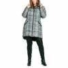 Evans Printed Check Contrast Zip Coat For Female -Cheap Evans Clothing Store unnamed file 616