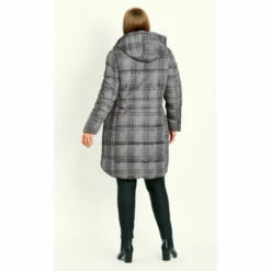 Evans Printed Check Contrast Zip Coat For Female -Cheap Evans Clothing Store unnamed file 619