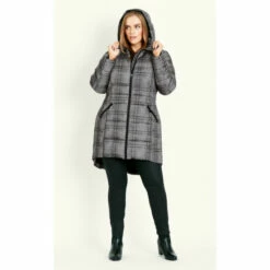 Evans Printed Check Contrast Zip Coat For Female -Cheap Evans Clothing Store unnamed file 620