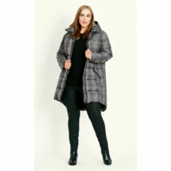 Evans Printed Check Contrast Zip Coat For Female -Cheap Evans Clothing Store unnamed file 621
