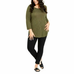 Evans 3/4 Sleeve Slash Neck Top For Female