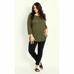 Evans 3/4 Sleeve Slash Neck Top For Female -Cheap Evans Clothing Store unnamed file 680