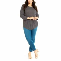 Evans 3/4 Sleeve Slash Neck Top For Female -Cheap Evans Clothing Store unnamed file 683