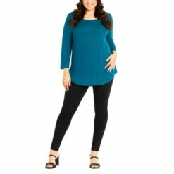 Evans 3/4 Sleeve Slash Neck Top For Female -Cheap Evans Clothing Store unnamed file 684
