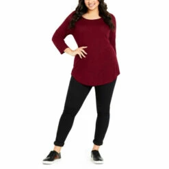 Evans 3/4 Sleeve Slash Neck Top For Female -Cheap Evans Clothing Store unnamed file 685