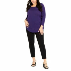 Evans 3/4 Sleeve Slash Neck Top For Female -Cheap Evans Clothing Store unnamed file 686