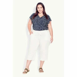 Evans Linen Blend Crop Trousers For Female