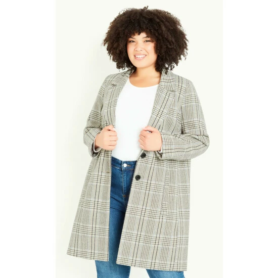 Evans Check Coat For Female 4 Evans Check Coat For Female - Image 2