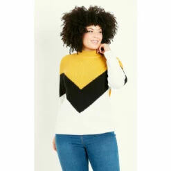 Evans Colour Block Jumper For Female -Cheap Evans Clothing Store unnamed file 752