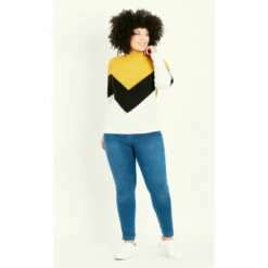 Evans Colour Block Jumper For Female -Cheap Evans Clothing Store unnamed file 754