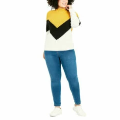 Evans Colour Block Jumper For Female -Cheap Evans Clothing Store unnamed file 756