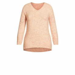 Evans Neppy V Neck Jumper For Female -Cheap Evans Clothing Store unnamed file 759