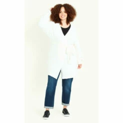 Evans Teddy Longline Cardigan For Female -Cheap Evans Clothing Store unnamed file 803