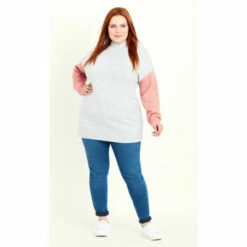 Evans Colour Block Sleeve Jumper For Female -Cheap Evans Clothing Store unnamed file 845