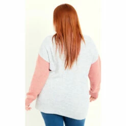 Evans Colour Block Sleeve Jumper For Female -Cheap Evans Clothing Store unnamed file 846