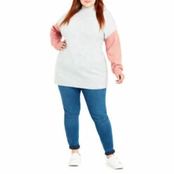 Evans Colour Block Sleeve Jumper For Female -Cheap Evans Clothing Store unnamed file 849