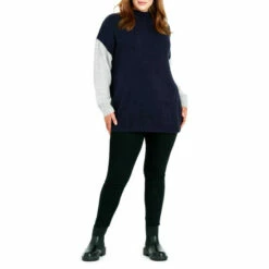 Evans Colour Block Sleeve Jumper For Female -Cheap Evans Clothing Store unnamed file 850