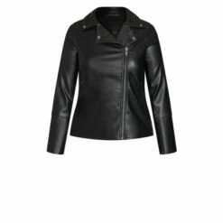 Evans Zip Pu Jacket For Female -Cheap Evans Clothing Store unnamed file 858