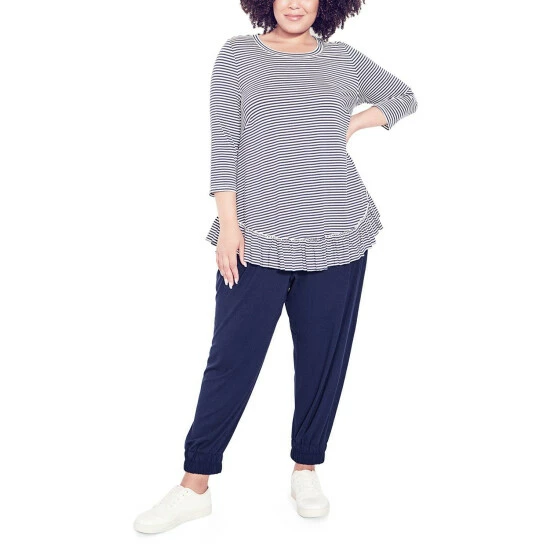 Evans Double Frill Stripe Top For Female 3 Evans Double Frill Stripe Top For Female