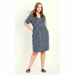 Evans Spot Short Sleeve Dress For Female