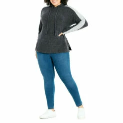 Evans Colour Block Hooded Jumper For Female -Cheap Evans Clothing Store unnamed file 946