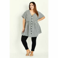 Evans Gingham Button Tunic For Female
