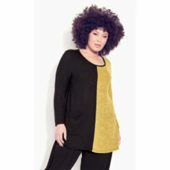 Evans Lena Colour Block Tunic Top For Female -Cheap Evans Clothing Store unnamed file 957