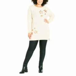 Evans Sequin Star Jumper For Female -Cheap Evans Clothing Store unnamed file 975