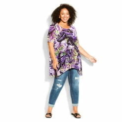 Evans Daria Mesh Print Tunic Top For Female