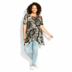 Evans Daria Mesh Print Tunic Top For Female -Cheap Evans Clothing Store unnamed file 998